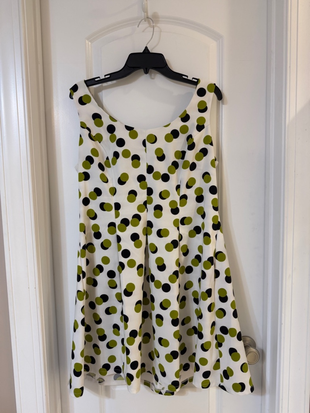Ronni Nicole White Dress with Black and Lime Green Polka Dots